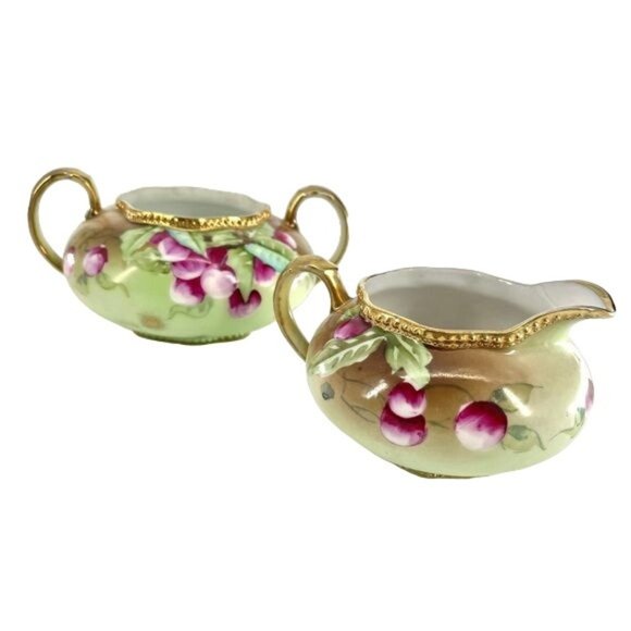 Vintage Other - 1891-1921 Antique Hand-Painted Nippon Japanese Berry Print Purple & Green